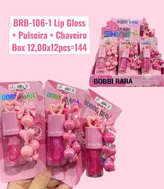 Lip Gloss + Pulseira + Chaveiro (cor sortido)