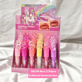 unicorn lip gloss box com 24pçs