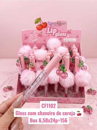 Gloss com chaveiro de cereja
