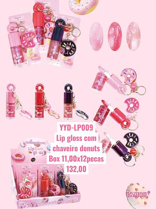 Lip gloss com chaveiro donuts(cor sortido)