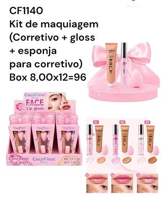 Kit de maquiagem (Corretivo + gloss + esponja para corretivo)