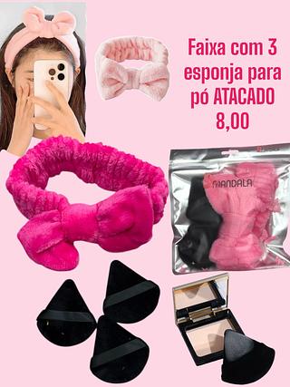 Faixa com 3 esponja para pó ATACADO