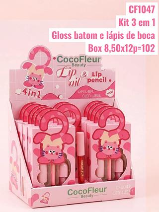 Kit 3 em 1 Gloss batom e lápis de boca