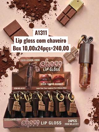 Lip gloss com chaveiro chocolate