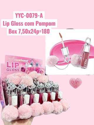 Lip Gloss com Pompom ( cor sortido)