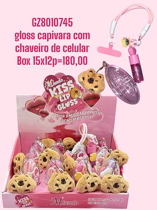 gloss capivara com chaveiro de celular