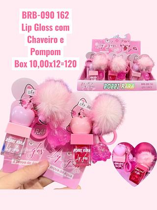 Lip Gloss com Chaveiro e Pompom(cor sortido)