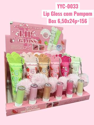 Lip Gloss com Pompom(cor sortido)