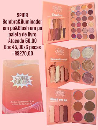 Sombra&iluminador em pó&Blush em pó paleta de livro