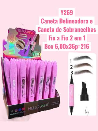 Caneta Delineadora e Caneta de Sobrancelhas Fio a Fio 2 em 1(cor sortido)