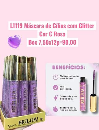 Máscara de Cílios com Glitter Cor C Rosa