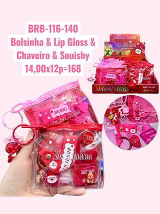 Bolsinha & Lip Gloss & Chaveiro & Souishy( cor sortido)